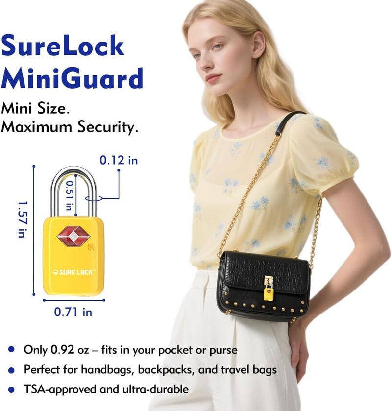 SURE LOCK TSA Approved Luggage Locks Mini Size Lock with Keys for Travel, Zinc Alloy Body with Steel Shackle, Key Alike, Key Alike in The Same Package - Image 3